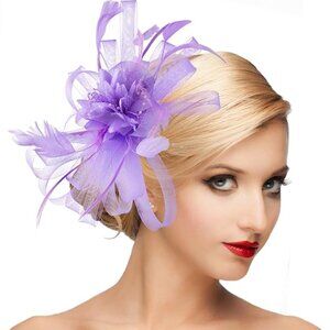 NEW Purple dressfan Fascinator Hat Hair Accessories for Derby Wedding Tea Party